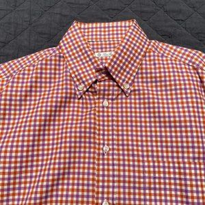 Loro Piana Vintage Orange/Purple Long Sleeve shirt, Size 16/41, 100% cotton,